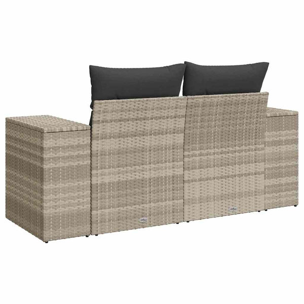 vidaXL Canapé de jardin 2 places avec coussins Gris clair résine tressée