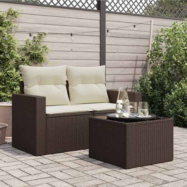 Gartentisch Braun Poly Rattan 55x55 cm