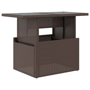 Gartentisch Braun Poly Rattan Glasplatte 100x55 cm