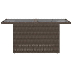 Gartentisch Braun Poly Rattan Glasplatte 100x55 cm