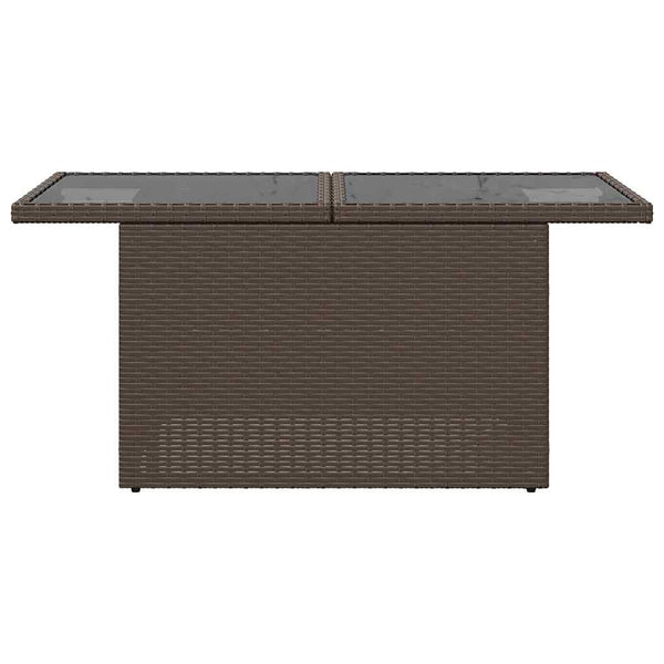 Gartentisch Braun Poly Rattan Glasplatte 100x55 cm
