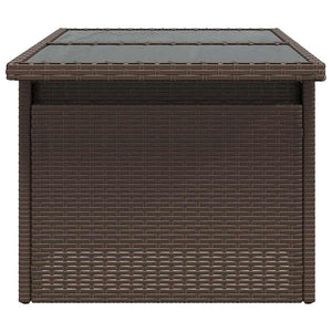 Gartentisch Braun Poly Rattan Glasplatte 100x55 cm