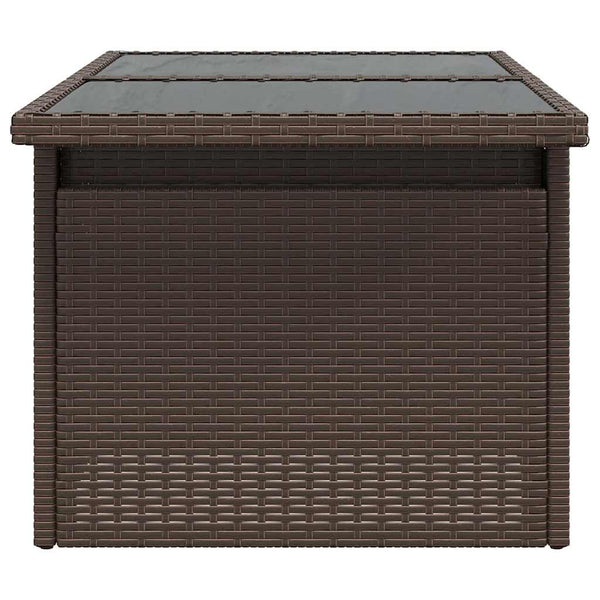 Gartentisch Braun Poly Rattan Glasplatte 100x55 cm