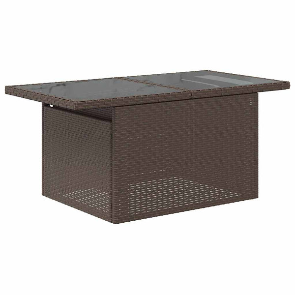 Gartentisch Braun Poly Rattan Glasplatte 100x55 cm