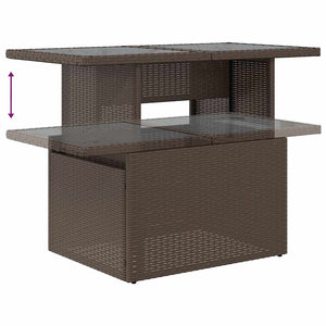 Gartentisch Braun Poly Rattan Glasplatte 100x55 cm