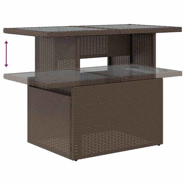 Gartentisch Braun Poly Rattan Glasplatte 100x55 cm