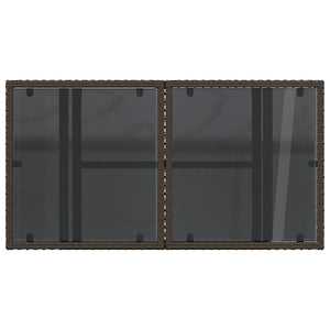 Gartentisch Braun Poly Rattan Glasplatte 100x55 cm
