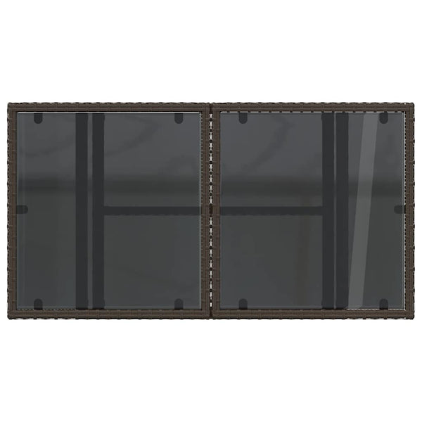 Gartentisch Braun Poly Rattan Glasplatte 100x55 cm