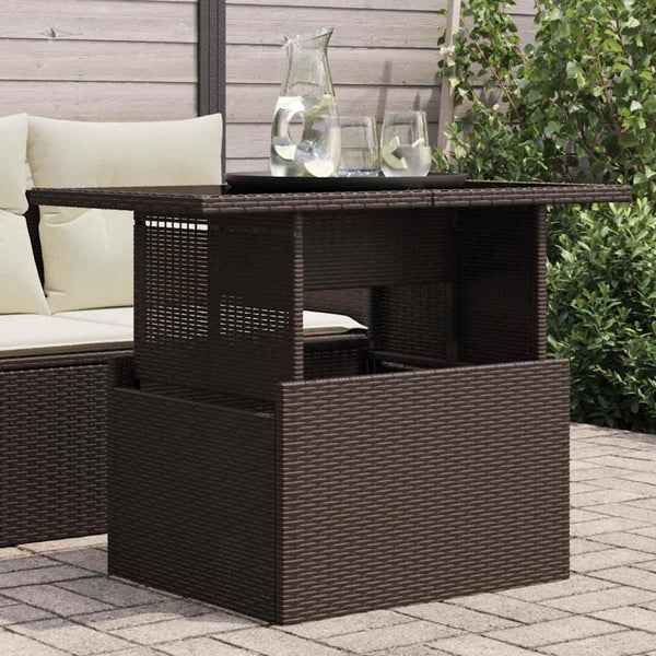 Gartentisch Braun Poly Rattan Glasplatte 100x55 cm