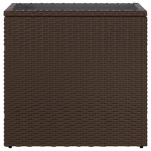 Braun Rattan Garten-Beistelltisch mit Glasplatte