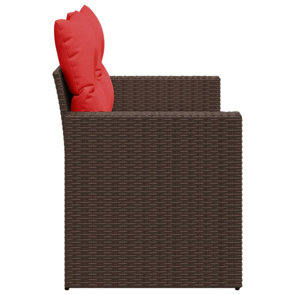 Gartensofa 2-Sitzer Braun Poly Rattan mit Kissen