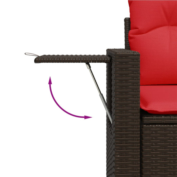 Gartensofa 2-Sitzer Braun Poly Rattan mit Kissen