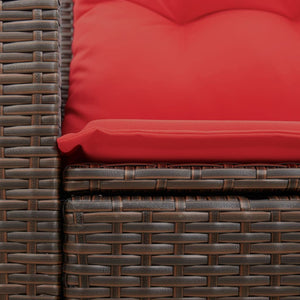 Gartensofa 2-Sitzer Braun Poly Rattan mit Kissen