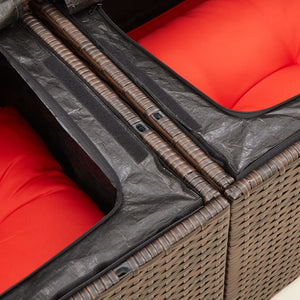 Gartensofa 2-Sitzer Braun Poly Rattan mit Kissen