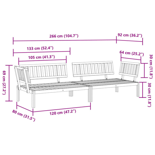 Garten Ecksofa Paletten Akazie 2er Set