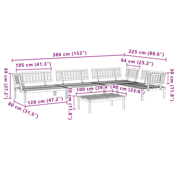 5-tlg. Paletten Garten-Sofagarnitur Akazie