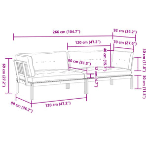 Garten Ecksofa Paletten-Set mit Kissen Akazie