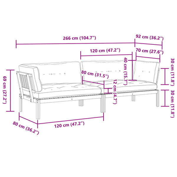Garten Ecksofa Paletten-Set mit Kissen Akazie