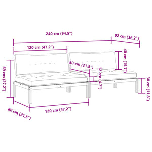 Garten Mittelsofas aus Paletten mit Kissen