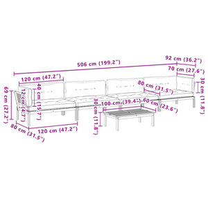 5-tlg Paletten Gartensofa mit Kissen Akazienholz