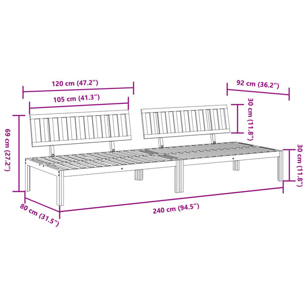 Garten Mittelsofas aus Paletten Akazie 2er Set