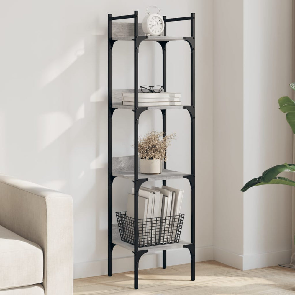 vidaXL Étagère à livres 4 niveaux gris Sonoma 35x30x138,5 cm Bois d'ingénierie
