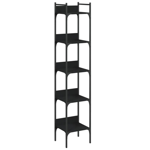 Bücherregal Schwarz 5 Böden 174 cm Hoch
