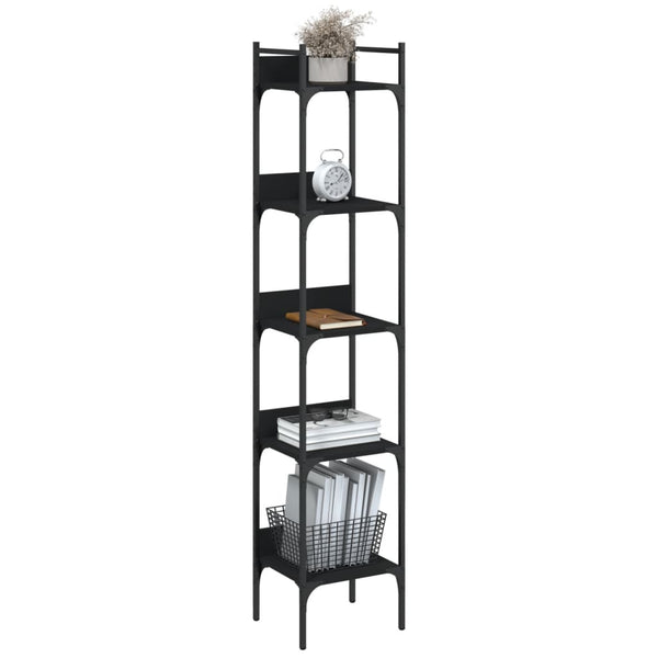 Bücherregal Schwarz 5 Böden 174 cm Hoch