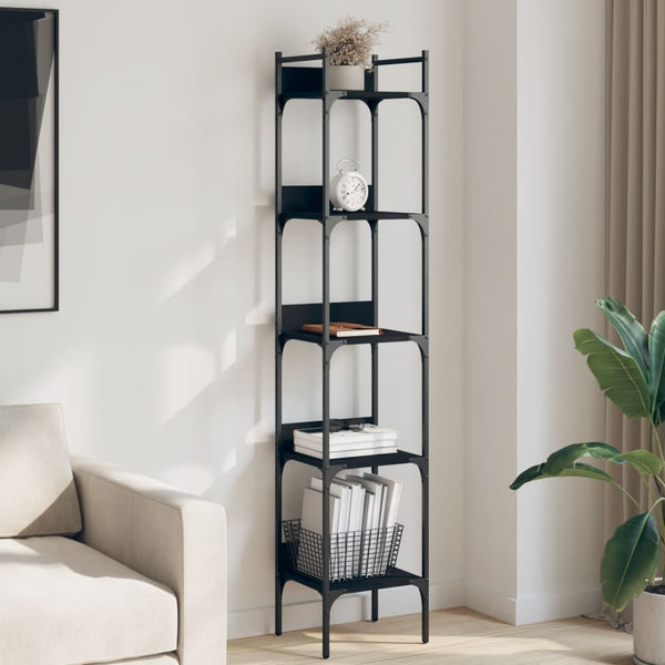 Bücherregal Schwarz 5 Böden 174 cm Hoch