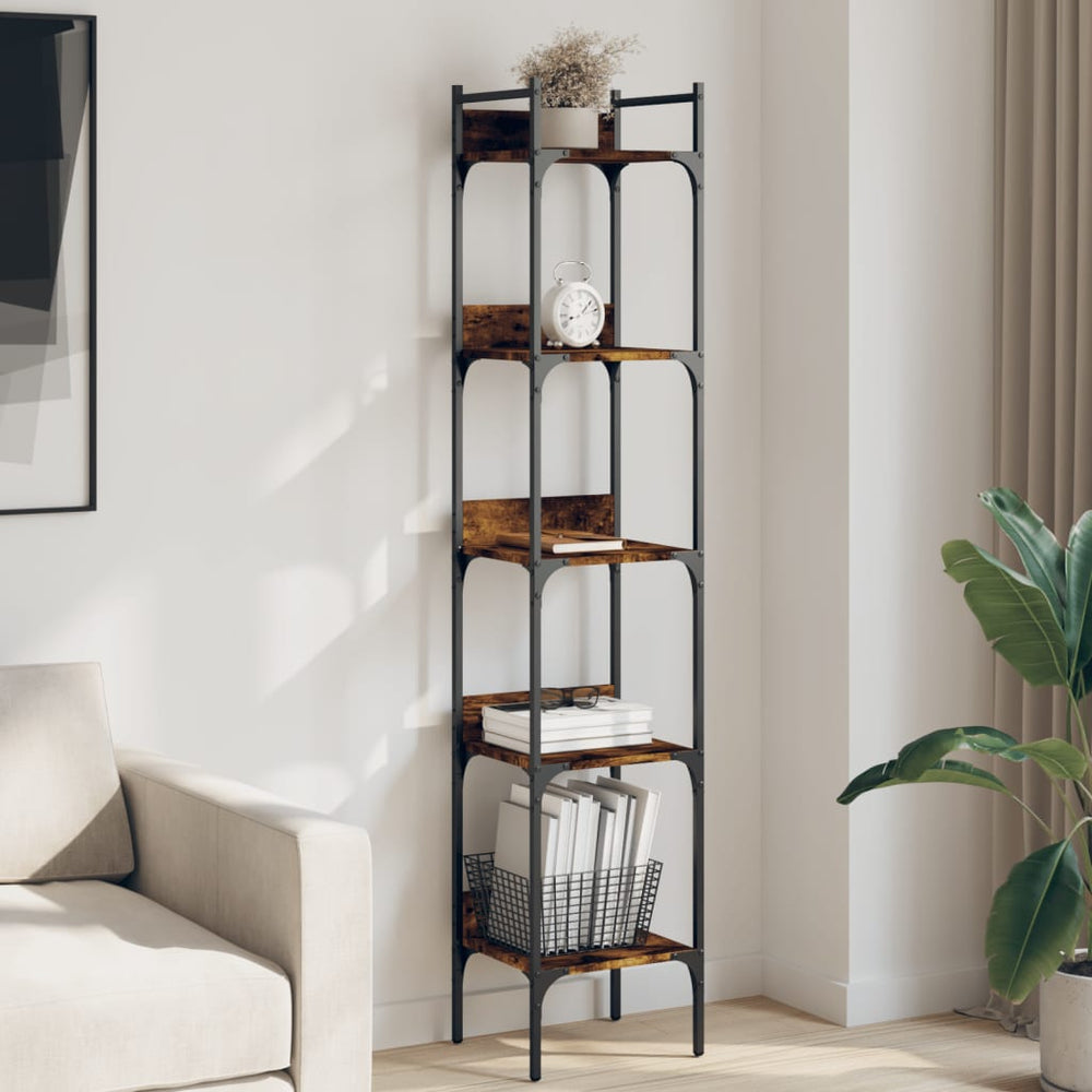 vidaXL Bibliothèque 5 étagères en chêne fumé 35x30x174 cm en bois d'ingénierie