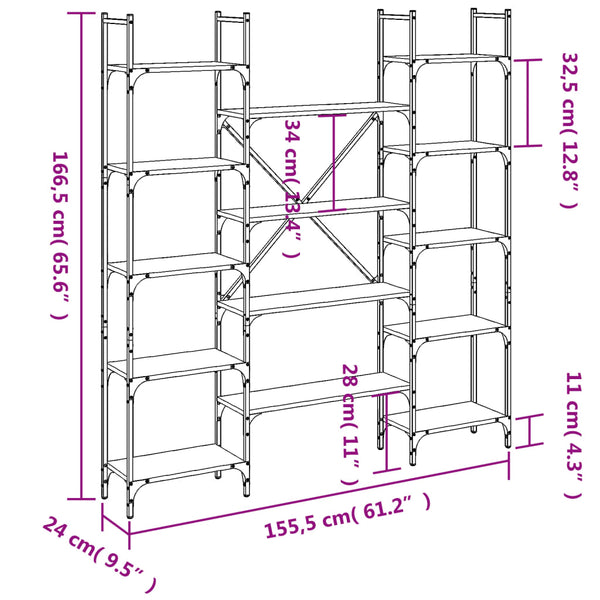 Bücherregal Grau Sonoma 155,5 cm