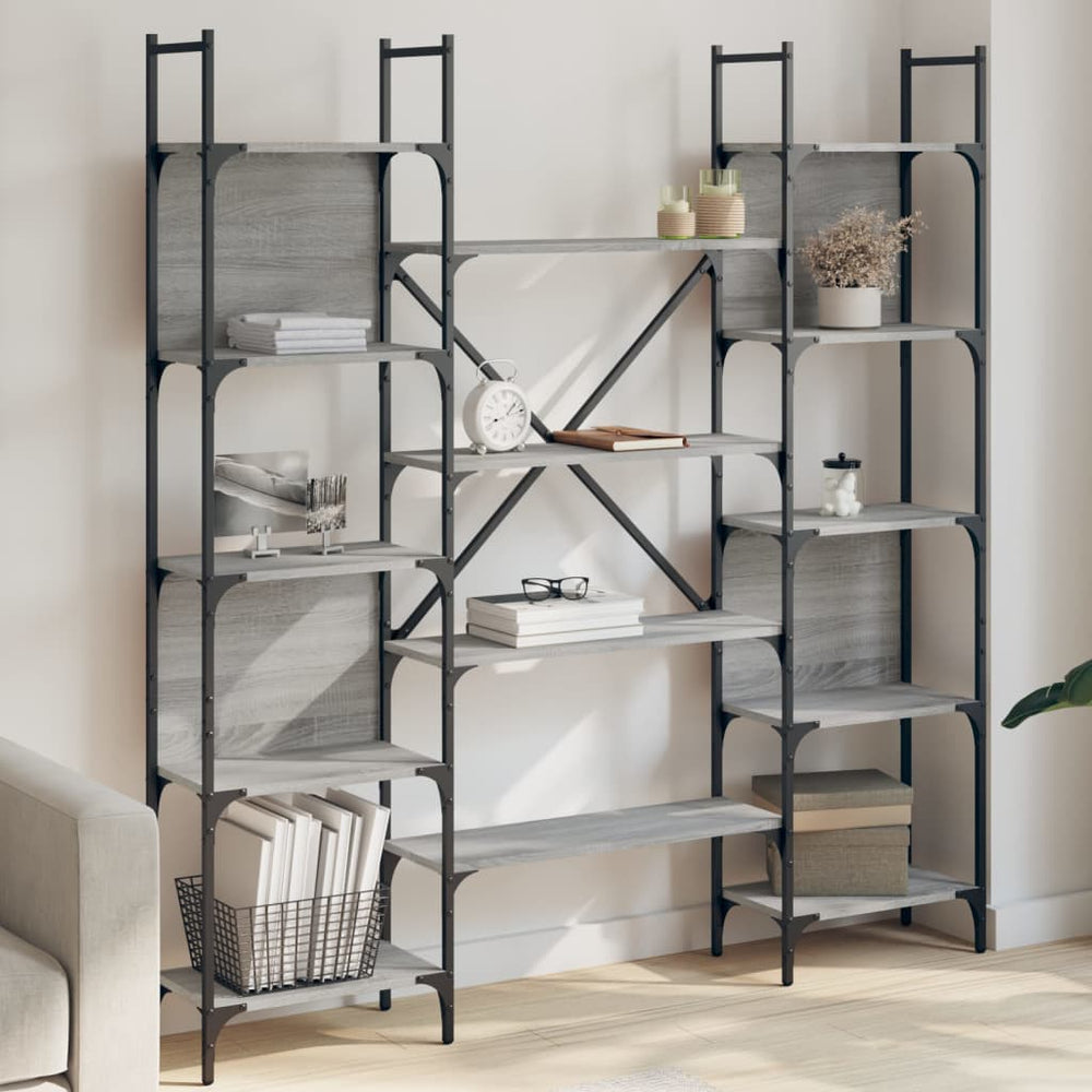 vidaXL Bibliothèque gris Sonoma 155,5x24x166,5 cm Aggloméré