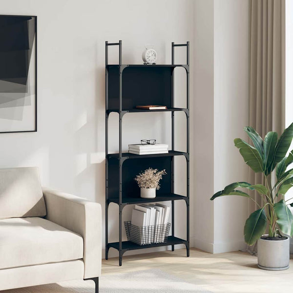 Bücherregal Schwarz mit 5 Böden