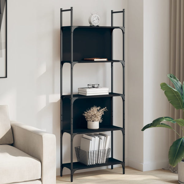 Bücherregal Schwarz mit 5 Böden