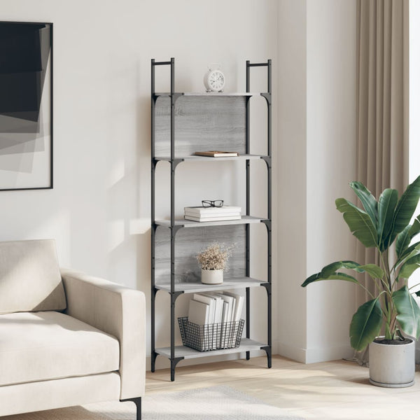 Bücherregal Grau Sonoma, 5 Böden
