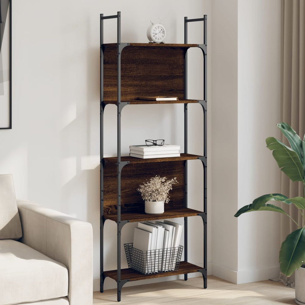 vidaXL Bibliothèque 5 étagères Marron aspect chêne 60,5x24x166,5 cm