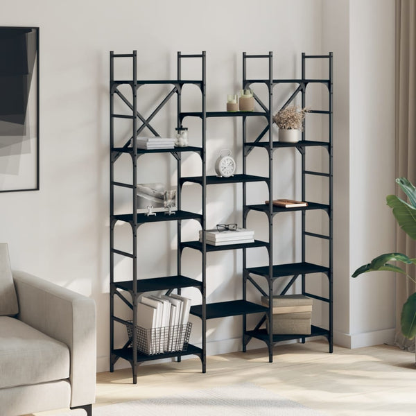 Schwarzes Bücherregal, 172,5 cm hoch