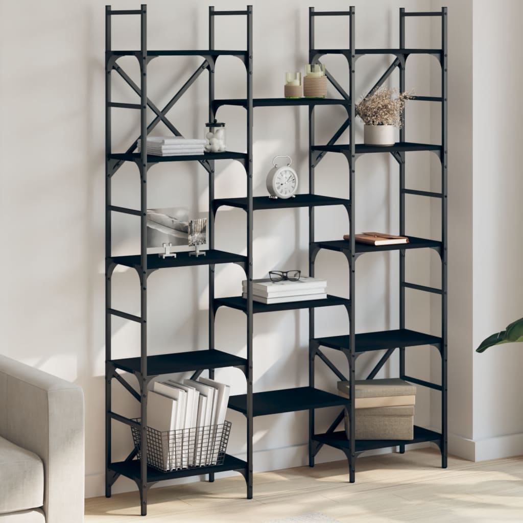 Schwarzes Bücherregal, 172,5 cm hoch