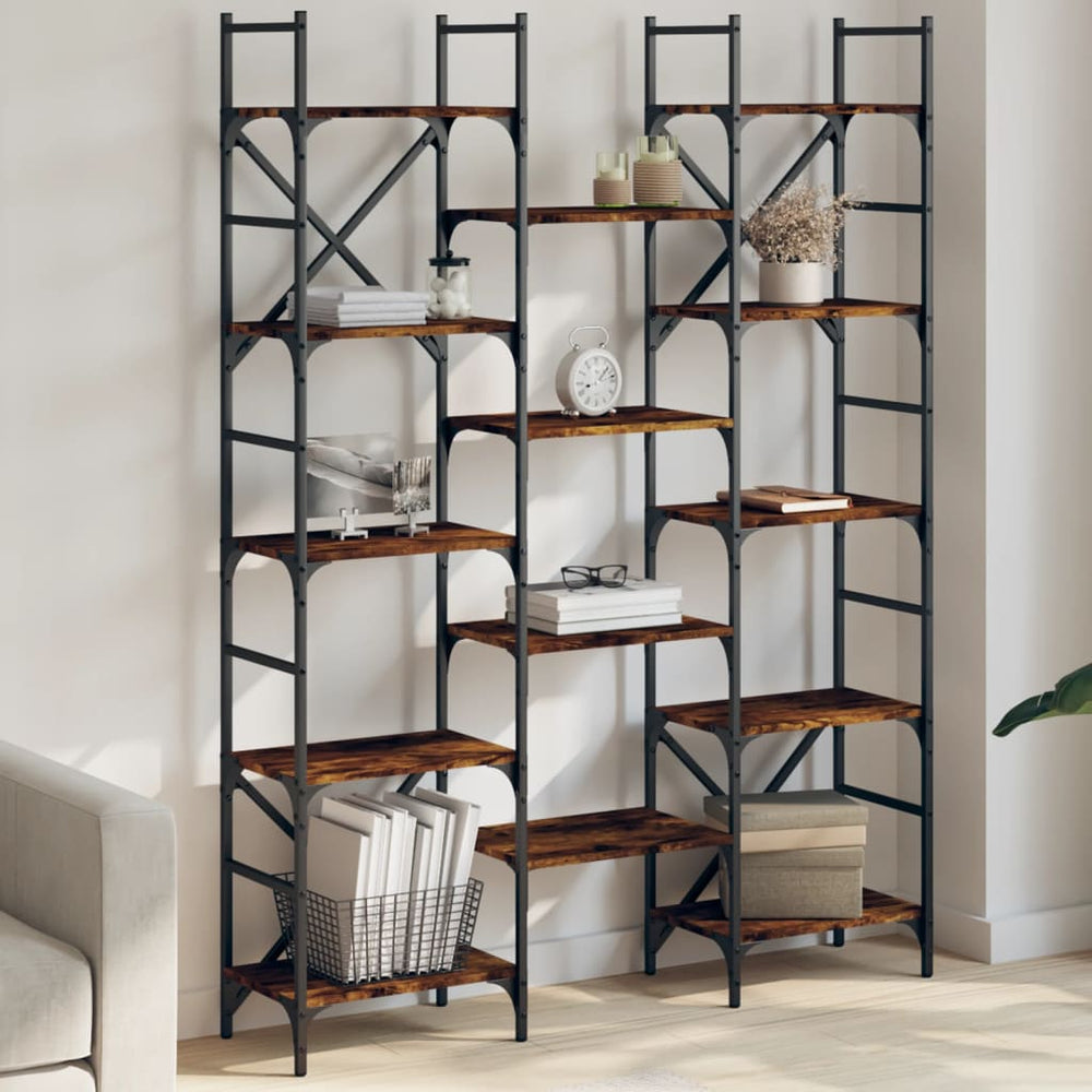 vidaXL Bibliothèque Chêne fumé 127,5x28,5x172,5 cm Bois d'ingénierie