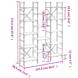 Bücherregal Grau Sonoma 127,5 cm