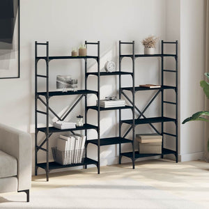 Schwarzes Bücherregal, 160 cm
