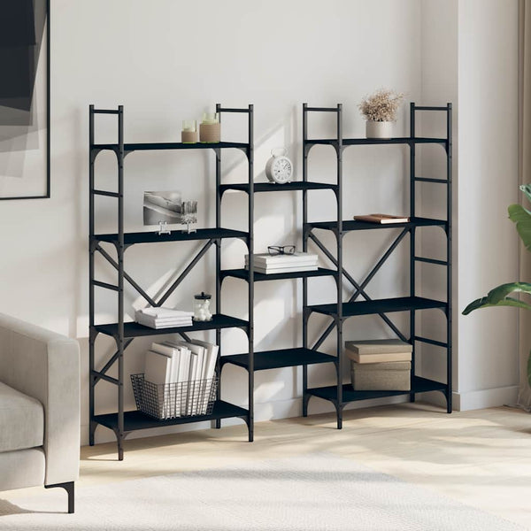 Schwarzes Bücherregal, 160 cm