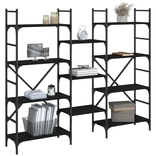 Schwarzes Bücherregal, 160 cm