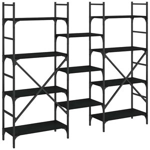 Schwarzes Bücherregal, 160 cm