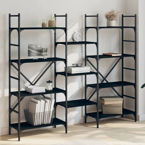 Schwarzes Bücherregal, 160 cm