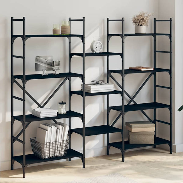 Schwarzes Bücherregal, 160 cm