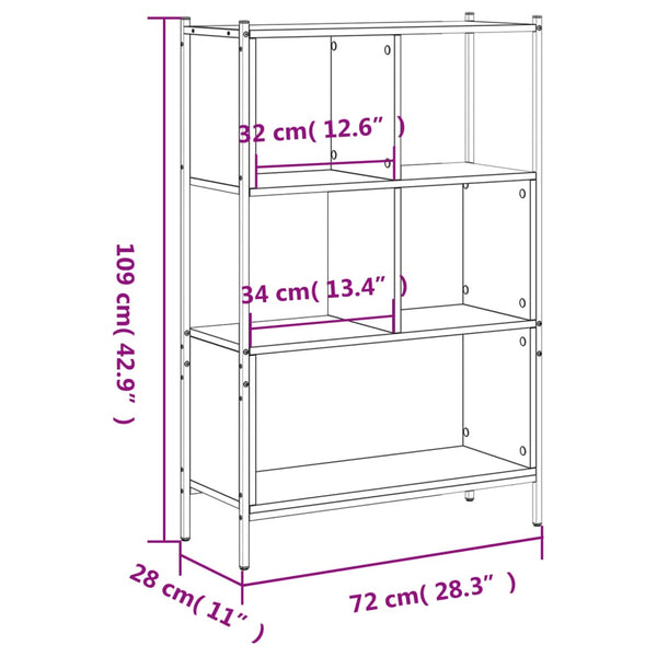 Bücherregal Grau Sonoma 72x28x109 cm