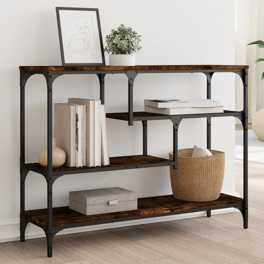 vidaXL Table console chêne fumé 100x30x75 cm Bois d'ingénierie