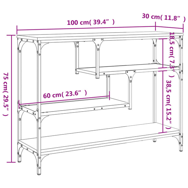 vidaXL Console marron aspect chêne 100x30x75 cm en bois d'ingénierie