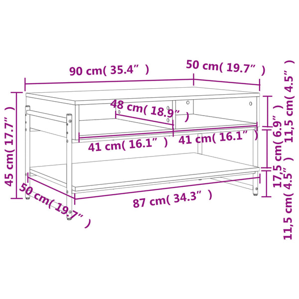 Couchtisch Braun Eiche 90x50 cm